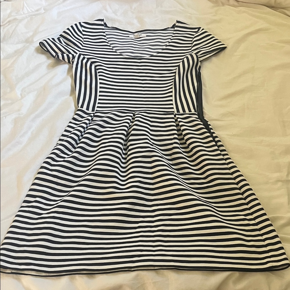Madewell Black and White Striped Mini Dress